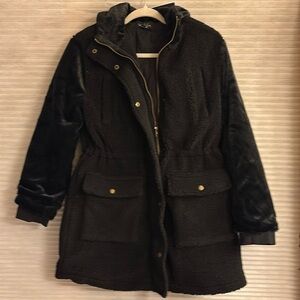 NWT Eden Society Mixed Media Sherpa Jacket Small Black